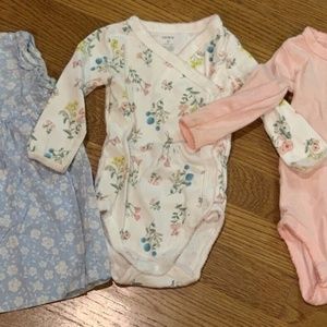 Lot of 3 Baby Clothes, Carter's/American Living Dress + Bodysuits, Size: 9 Month